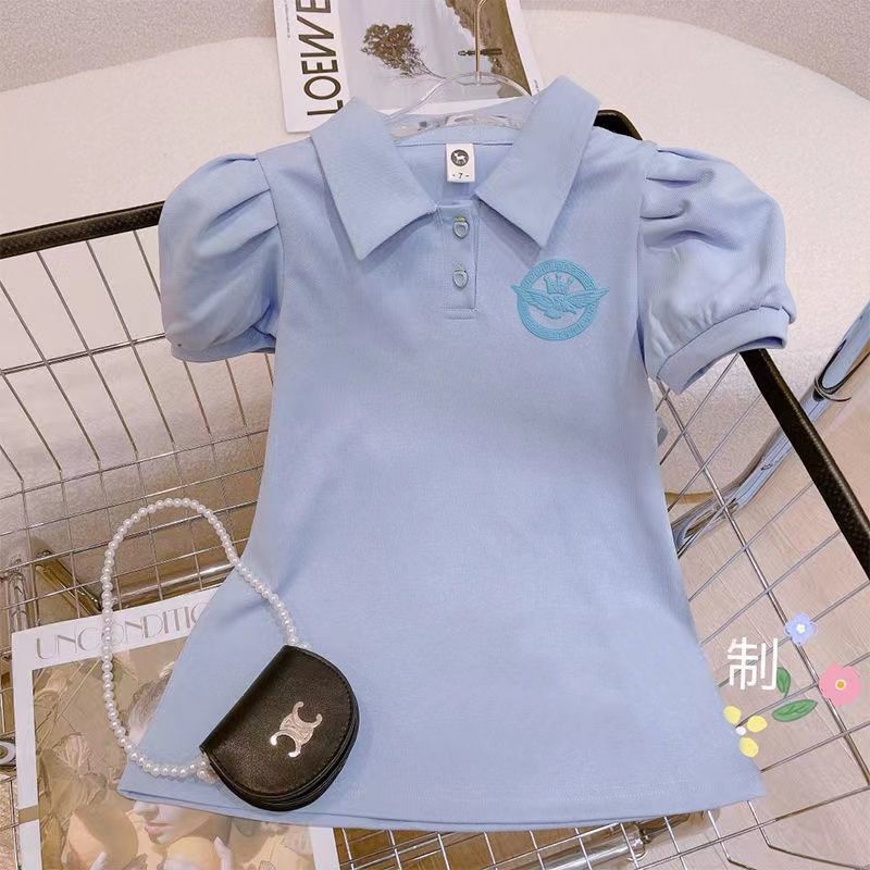Đầm Thun Polo Ngắn Tay Thời Trang Hàn Quốc Dành Cho Bé Gái