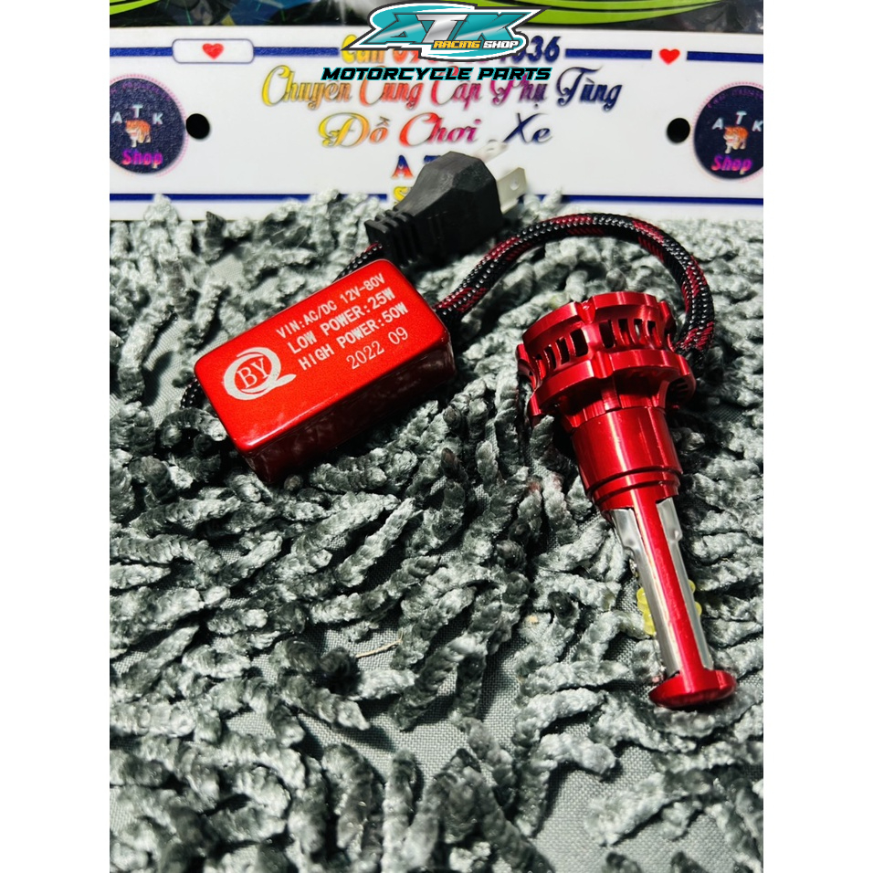 Đèn pha led xe máy oto  hai mặt 8 led siêu sáng chống nước 100% quạt tản nhiệt  hàng xịn sáng trắng