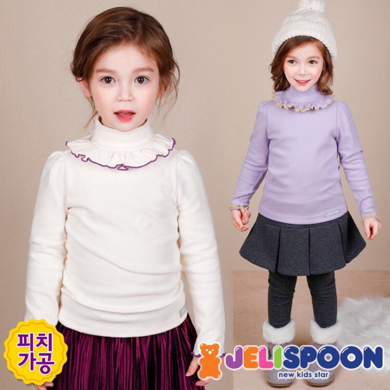 Áo cotton cổ 3 phân bèo cho bé gái (2 màu)