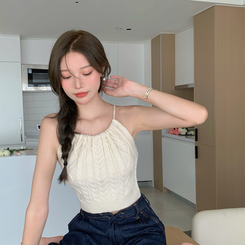 ÁO YẾM DỆT KIM HỞ LƯNG