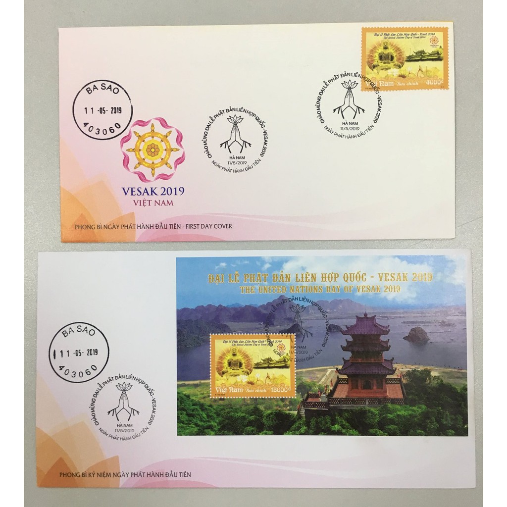 Tem sưu tập MS 1107 FDC Tem Việt Nam Chào mừng Đại lễ Phật đản Liên Hợp quốc Vesak 2019 ( 2 cái )