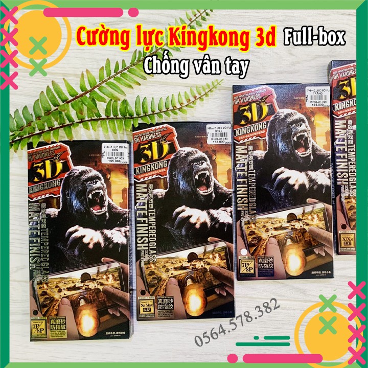 KÍNH CƯỜNG LỰC KINGKONG 3D FULL BOX CHỐNG BÁM VÂN TAY DÀNH CHO IPHONE - HỖ TRỢ CHƠI GAME MƯỢT MÀ + SPTRANG