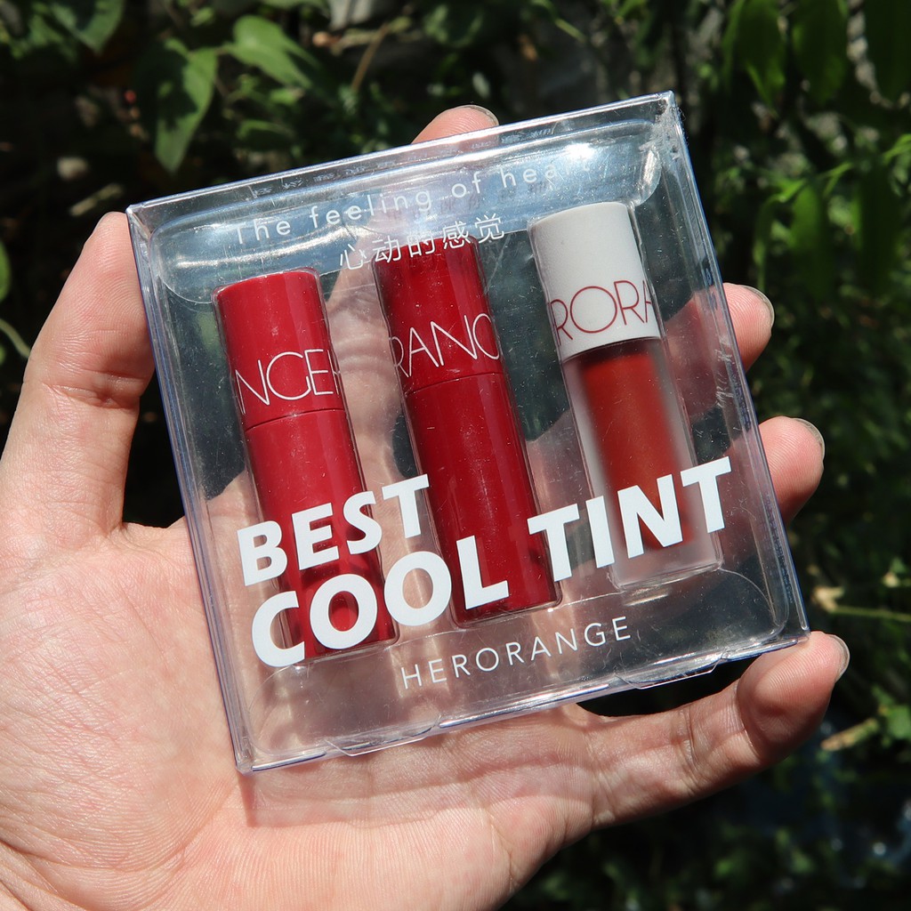 Set 3 son nội địa trung herorange BEST COOL WARM TINT the feeling of heart kem lì màu A B bảng màu mới ra rất đẹp