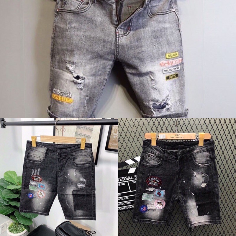 Quần short nam jean ngắn in chữ, rách, kiểu đủ size từ 28-32 chất jean | BigBuy360 - bigbuy360.vn