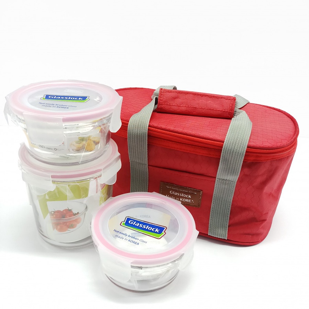 Bộ hộp cơm thủy tinh Glasslock Hàn Quốc