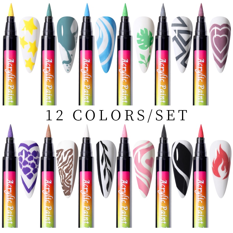 Set 12 bút trang trí móng tay UR SUGAR 3D DIY nghệ thuật chuyên dụng
