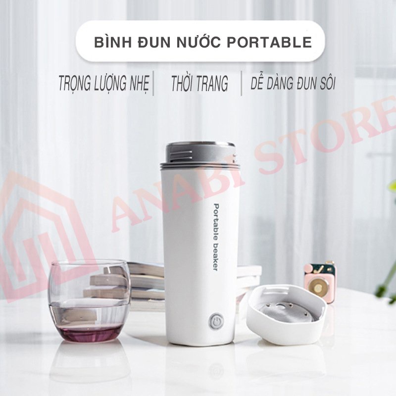 Bình đun nước du dịch cao cấp siêu tốc ANABI 400ml - Ấm siêu tốc an toàn diện dụng (tặng kèm ổ cắm chuyển )