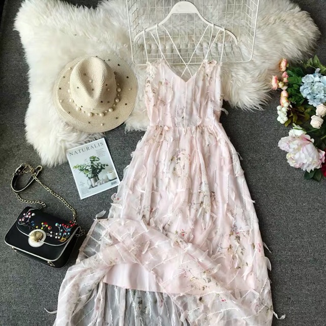 Đầm dài hở lưng voan hoa siêu xinh ẢNH THẬT CUỐI | BigBuy360 - bigbuy360.vn