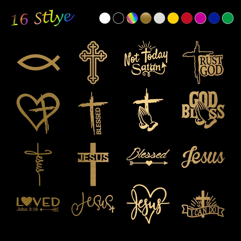 Miếng Dán Đề Can Vinyl Chống Nước In Chữ Jesus Cross Faith Love God Christian Thời Trang Trang Trí Xe Hơi