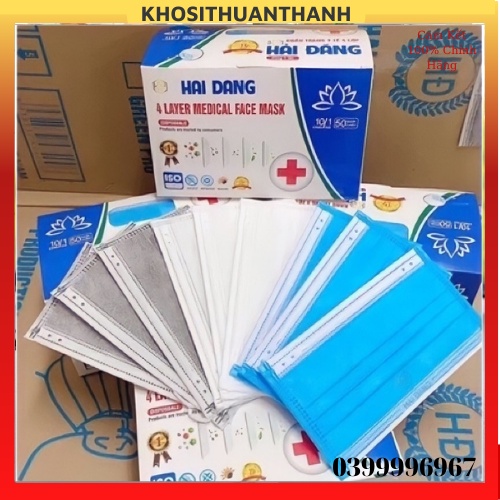 Khẩu trang y tế hải đăng - 4 lớp hàng loại 1 dày dặn (khosithuanthanh)