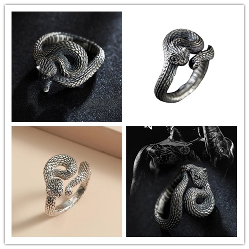 Nhẫn Hở Mạ Bạc Hình Rắn Tùy Chỉnh Phong Cách Hip Hop Cá Tính Cho Nam Và Nữ