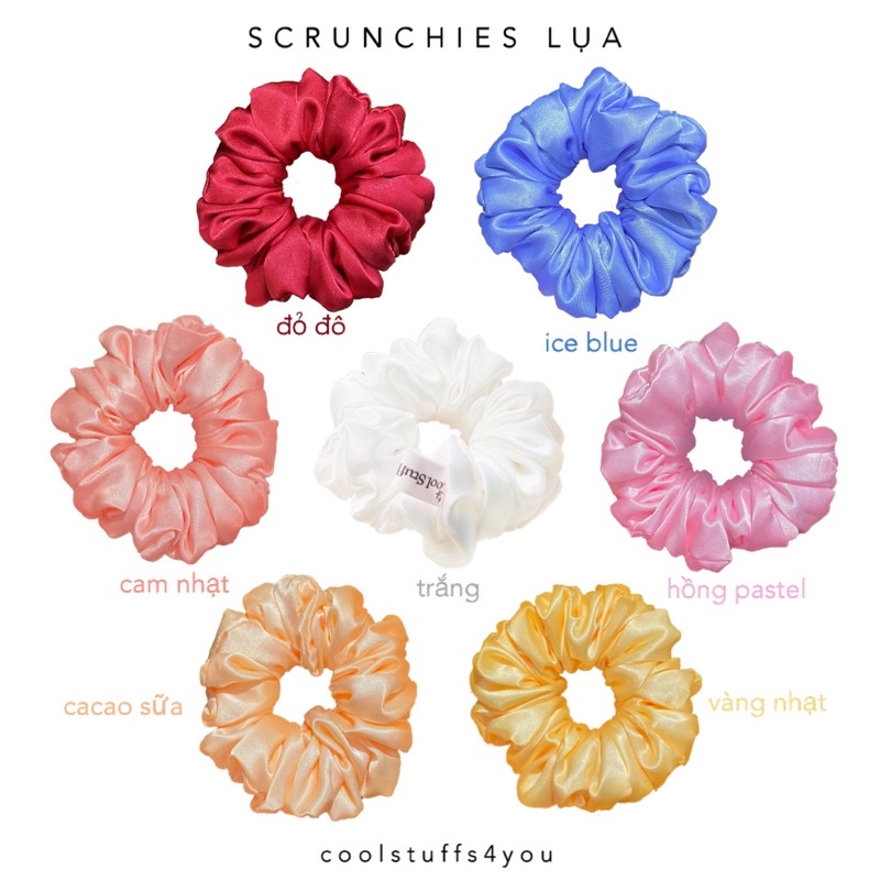 Bảng màu lụa✨Scrunchies lụa vải mềm mịn size thường