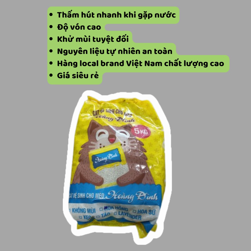 [Rẻ vô Địch][Có Sẵn]Cát Vệ Sinh Cho Mèo Hoàng Đình Bao 5kg