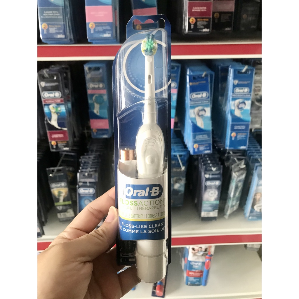 Bàn Chải Tự Động Oral-B FlossAction Clinical - Màu Trắng, Dùng Pin AA, Hẹn Giờ 2-Phút, Bàn Chải Điện Oral B