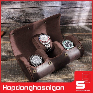 Hộp đựng đồng hồ cổ điển 3 ngăn da thật