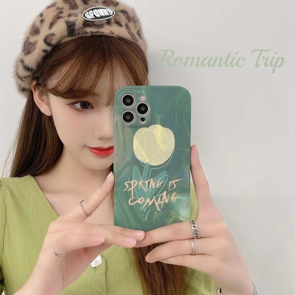 iPhone 12 green csae or Tulip pattern for iPhone 7 7plus 8 8Plus SE2 11 11PRO 11PROMAX 12MINI 12PRO 12PROMAX X XR XS XSMAX tpu soft case