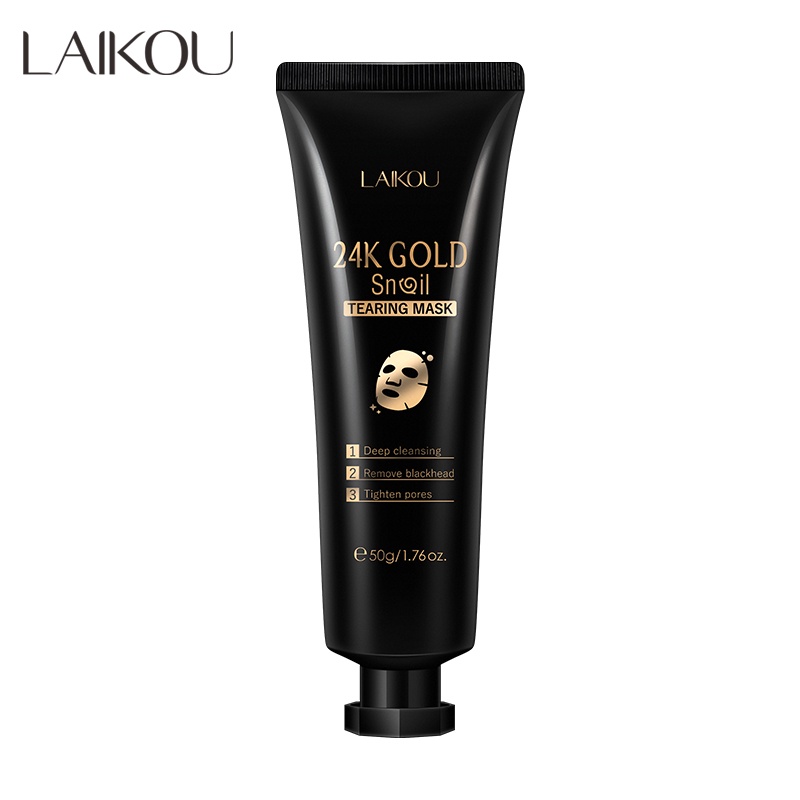 Mặt nạ LAIKOU dạng lột chiết xuất ốc sên vàng 24K se khít lỗ chân lông chăm sóc làn da 50g
