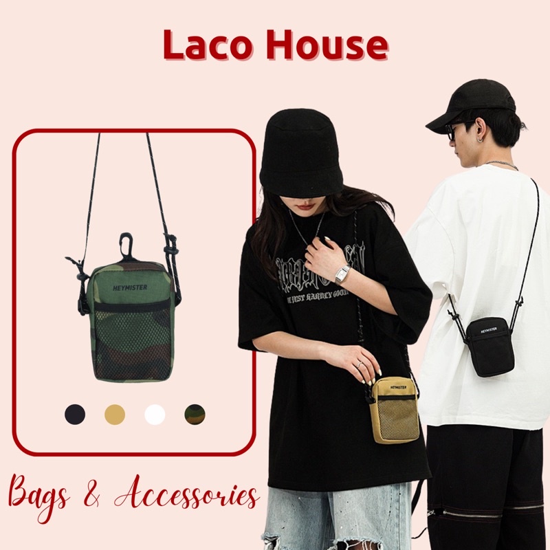 Túi đeo chéo mini Heymister vải canvas phong cách streetwear unisex T50