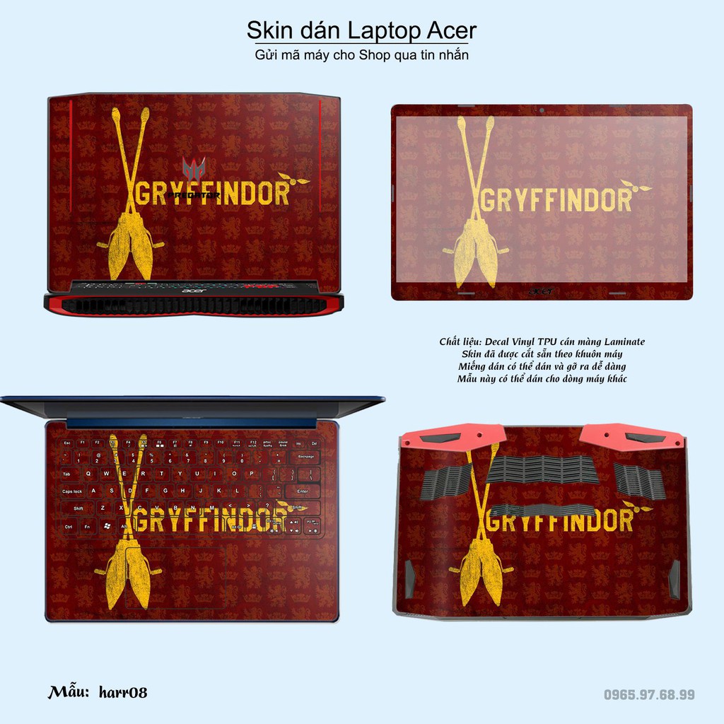 Skin dán Laptop Acer in hình Harry Potter (inbox mã máy cho Shop)