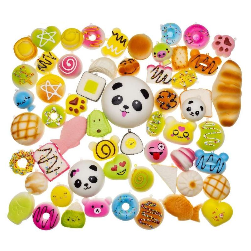 Set 5 đồ chơi nắn bóp đàn hồi giải tỏa căng thẳng hình bánh kem gấu trúc bánh donut