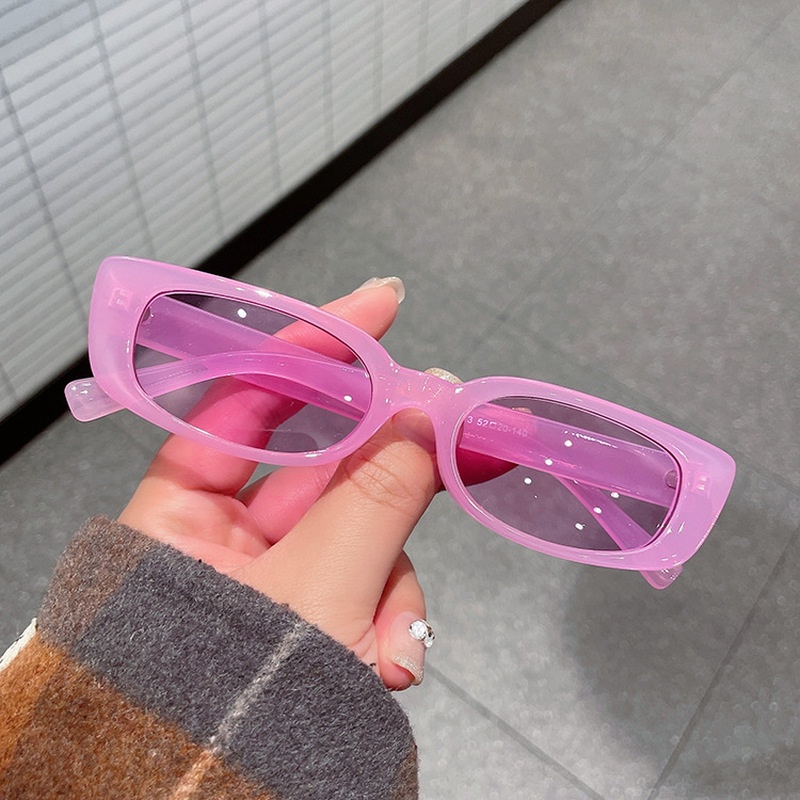 Kính râm gọng chữ nhật màu kẹo chống tia UV thời trang