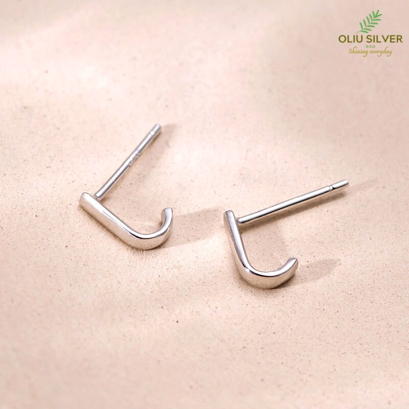 Bông Tai Bạc S925 Chữ J Trẻ Trung Cá Tính | Khuyên Tai Nữ Trang Sức Bạc Thời Trang