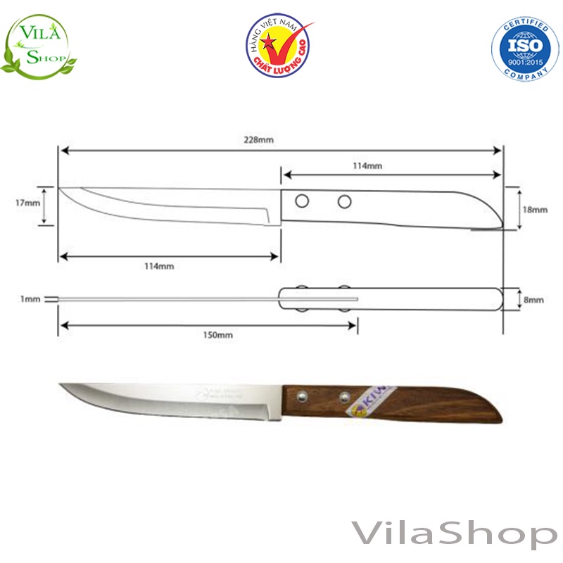Dao Thái Kiwi, Dao Thái Lan Kiwi Cán Nhựa & Cán Gỗ Đa Năng Chuyên Cắt - Gọt Hoa Quả Chất Liệu Inox Siêu Sắc