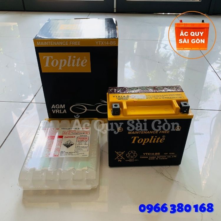 Bình Ắc Quy Motor Toplite YTX14-BS (12V-12Ah),