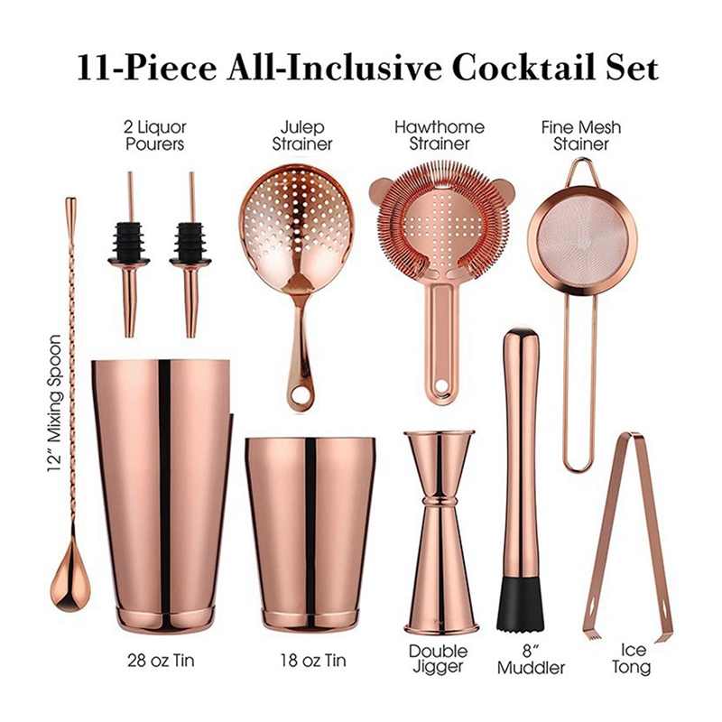 Bộ 11 Dụng Cụ Pha Chế Cocktail 28 Và 18 OZ Chuyên Dụng