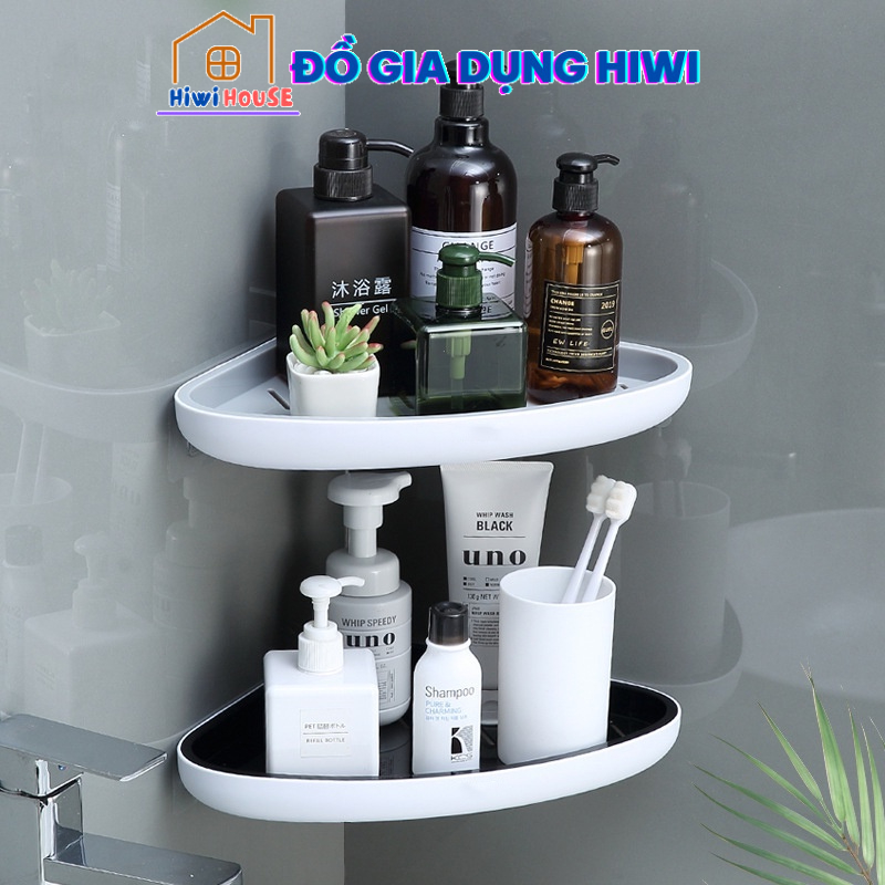 Kệ góc nhựa dán tường ecoco, giá để đồ nhà tắm nhà bếp không cần khoan vít