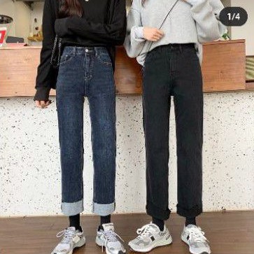 jeans ống đứng xắn gấu