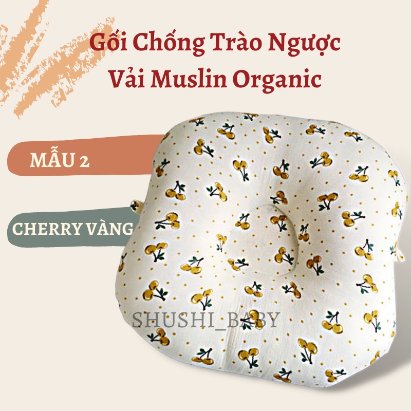 Gối Chống Trào Ngược Cho Bé Vải Muslin Organic Mềm Mát Hỗ Trợ Tiêu Hóa Giúp Bé Tập Ngồi