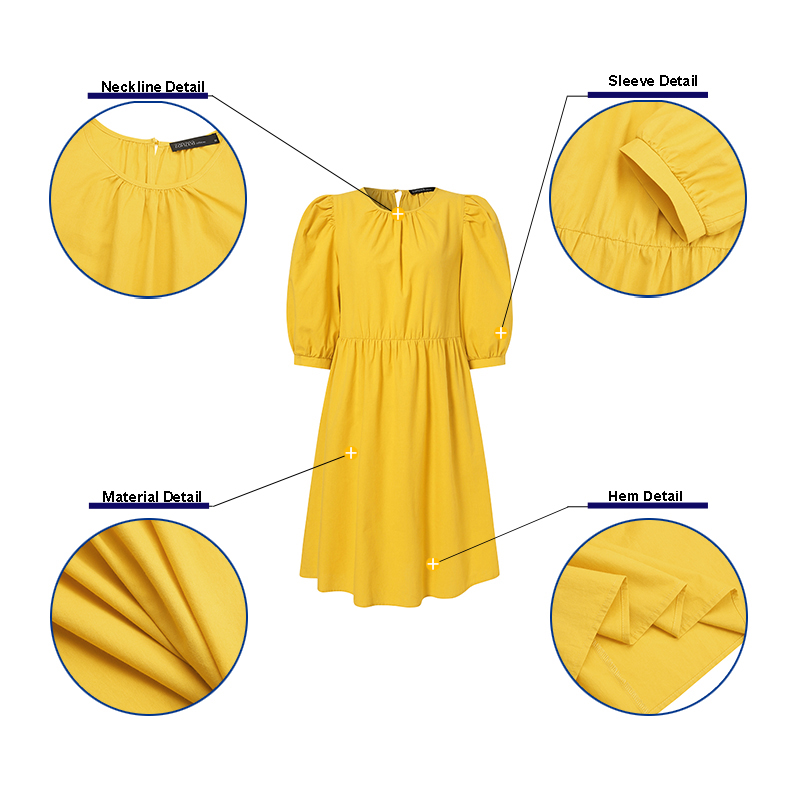 Đầm ZANZEA Ngắn Tay Cổ Tròn Xếp Ly Thời Trang Nữ Dễ Thương