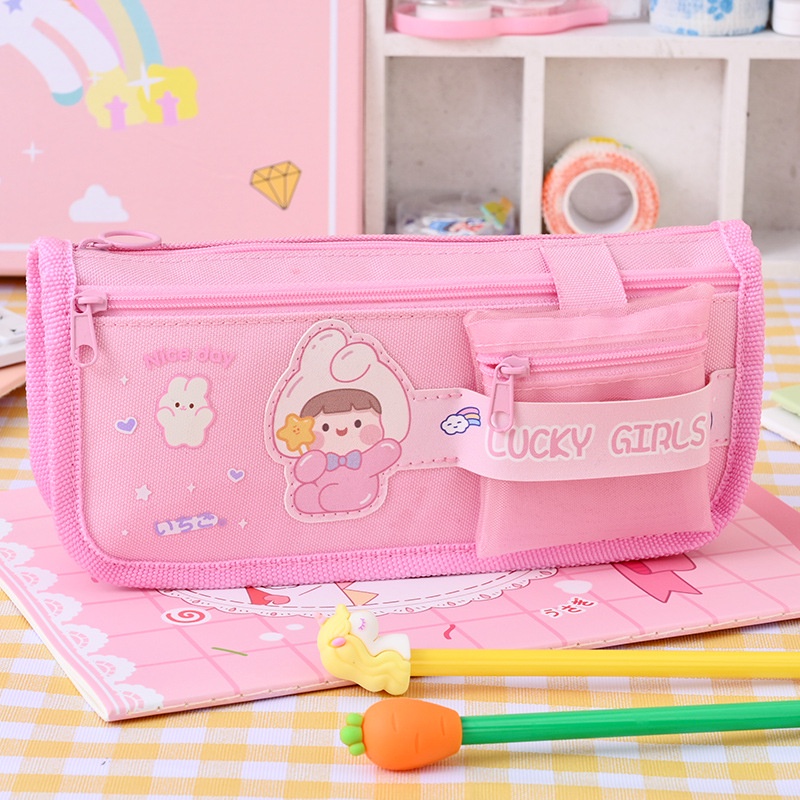 Túi Đựng Bút Bằng Vải Canvas Cỡ Lớn Đa Năng In Hình Siêu Nhân / Phi Hành Gia Xinh Xắn