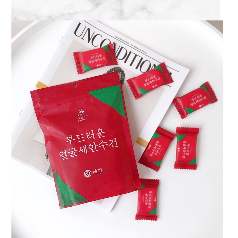 Khăn giấy nén Hàn Quốc thiết kế hình viên kẹo bo tròn đa năng tiện lợi 【NÉN ĐỎ NHỎ】