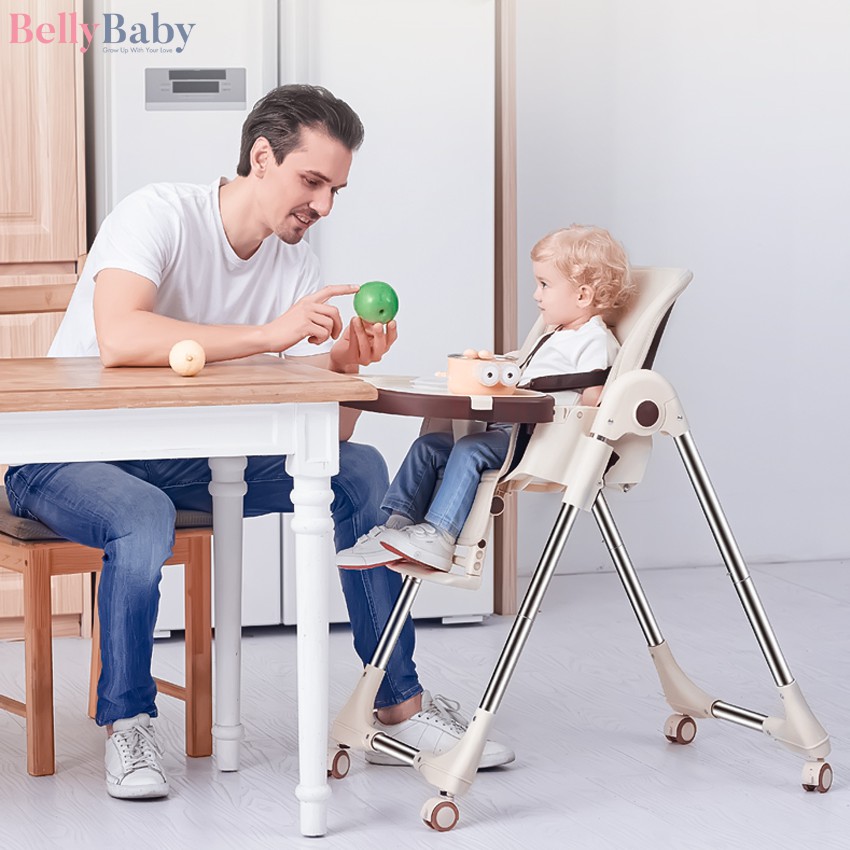 [ Freeship ] Ghế Ăn Dặm BellyBaby Lux01 Phiên Bản Nâng Cấp 2021 Gấp Gọn, Bàn Ăn Rông, Ngả Lưng Ghế 140 Độ,