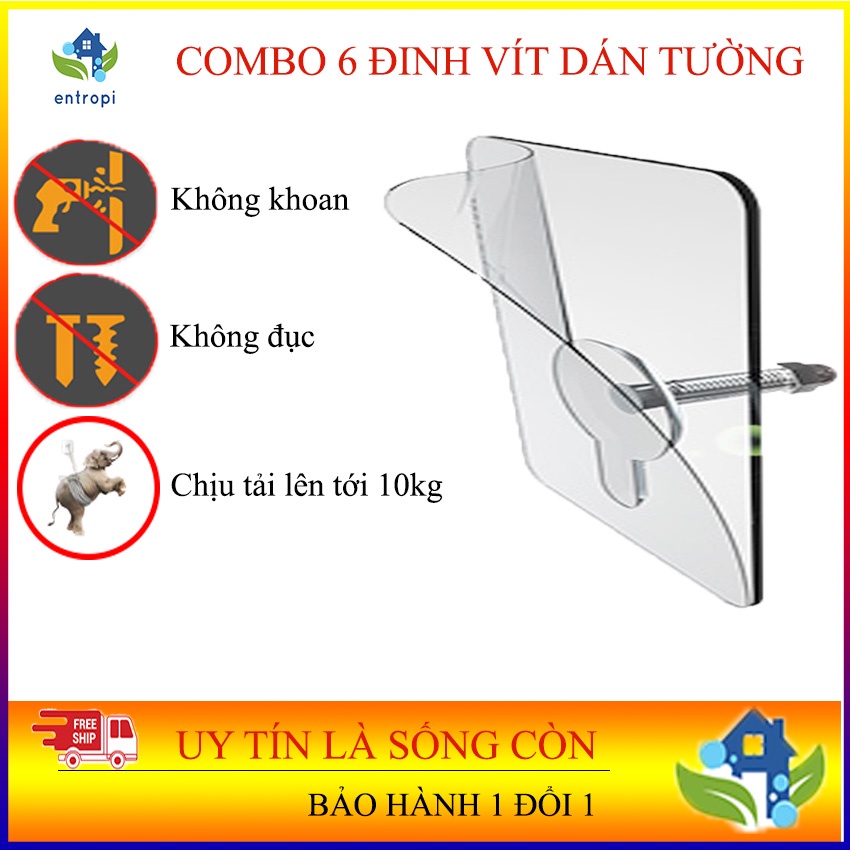 Miếng dán tường kèm đinh ốc vít để treo đồ, gắn giá, kệ, dán thanh chắn giường chịu lực 5 - 10Kg | BigBuy360 - bigbuy360.vn