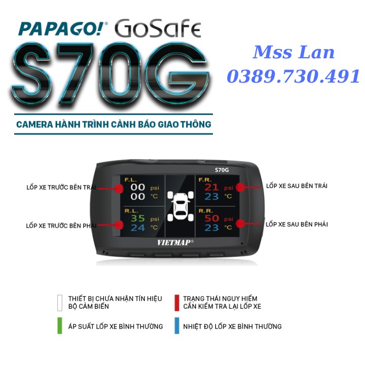 Camera Hành Trình Ô Tô VIETMAP PAPAGO GoSafe S70G - Camera Hành Trình Cảnh Báo Giao Thông