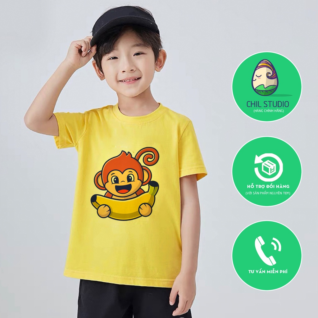 [DEAL SỐC] Áo thun bé trai Chil Studio áo cộc tay cho bé Monkey Banana ngộ nghĩnh dễ thương chất cotton tici mềm mát