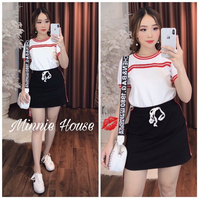Set áo váy thể thao hình thật video