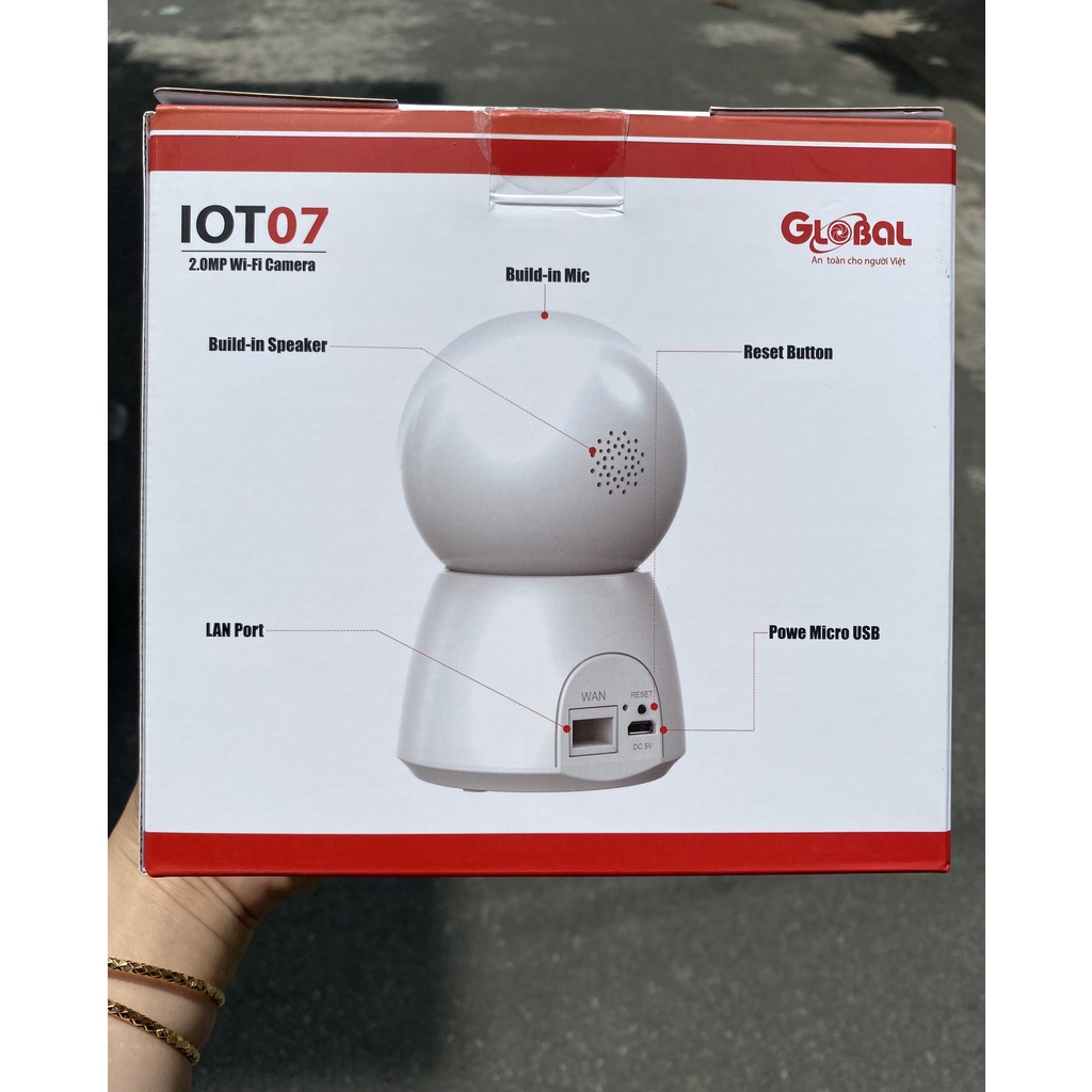 Camera IP Wifi 2.0MP Full HD GLOBAL IOT 07 - Xoay 360, Đàm thoại 2 chiều, Theo dõi chuyển động