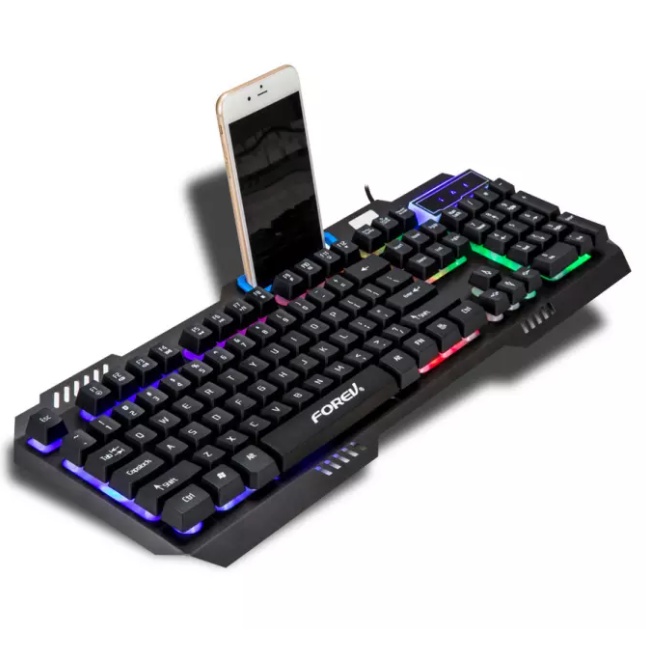 Bộ Phím Chuột Game  giả cơ Fover Q307  có dây led RGB và giá đỡ điện thoại cực chất - Máy Tính TT