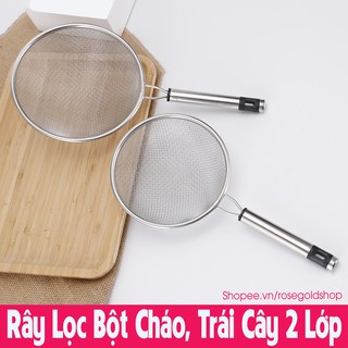 Rây 2 Lớp inox Lọc Bột Cháo, Thức Ăn Dặm & Trái Cây Cho Bé Cỡ 14cm