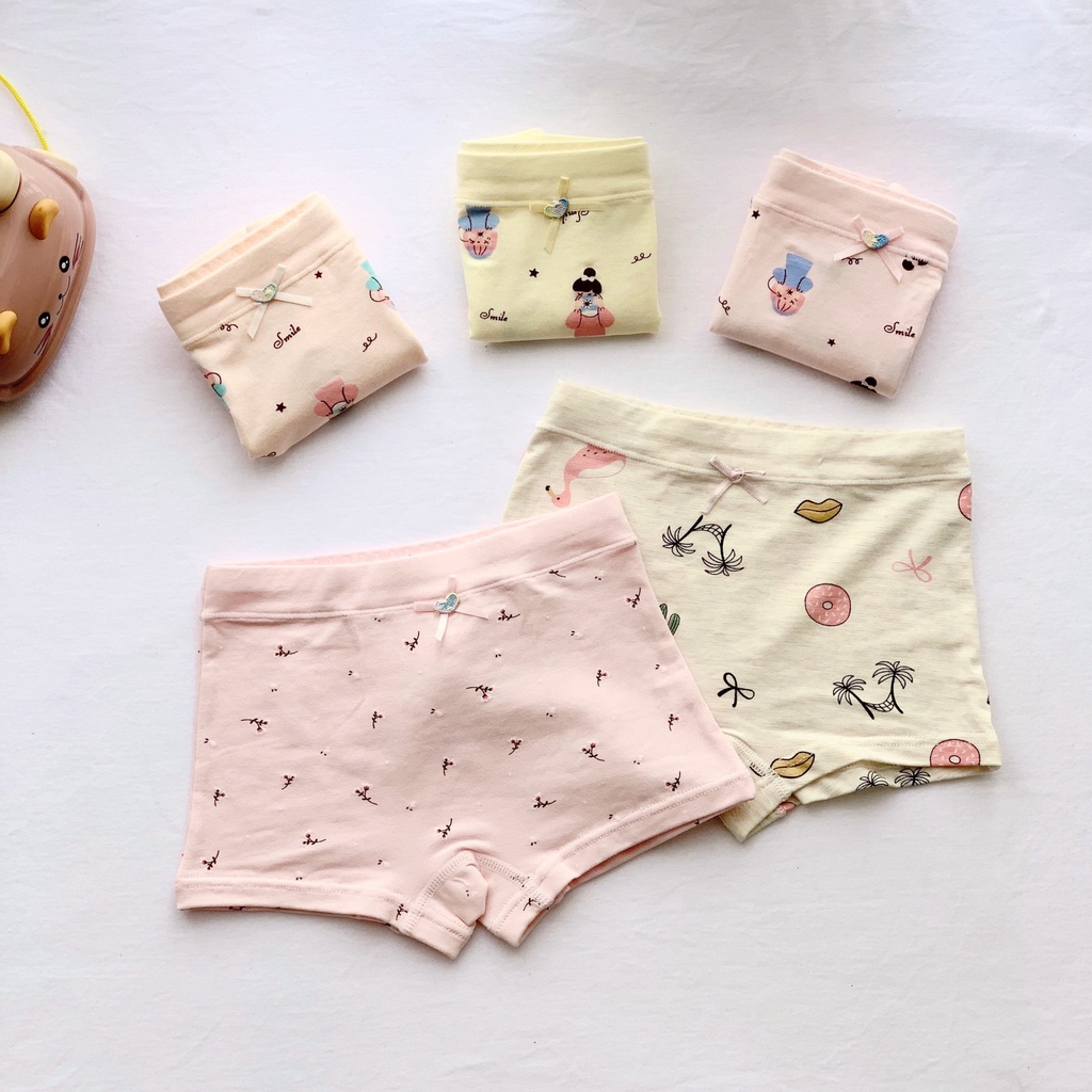 Set Ngẫu Nhiên 3 Quần Chip Đùi Cao Cấp Chất Thun Cotton Mềm Cho Bé Gái MINTSCLOSET Từ 1-4 Tuổi - QR8607