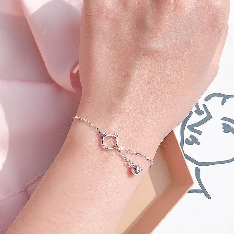 Lắc tay nữ mèo cá tính chuẩn bạc ta sáng đẹp