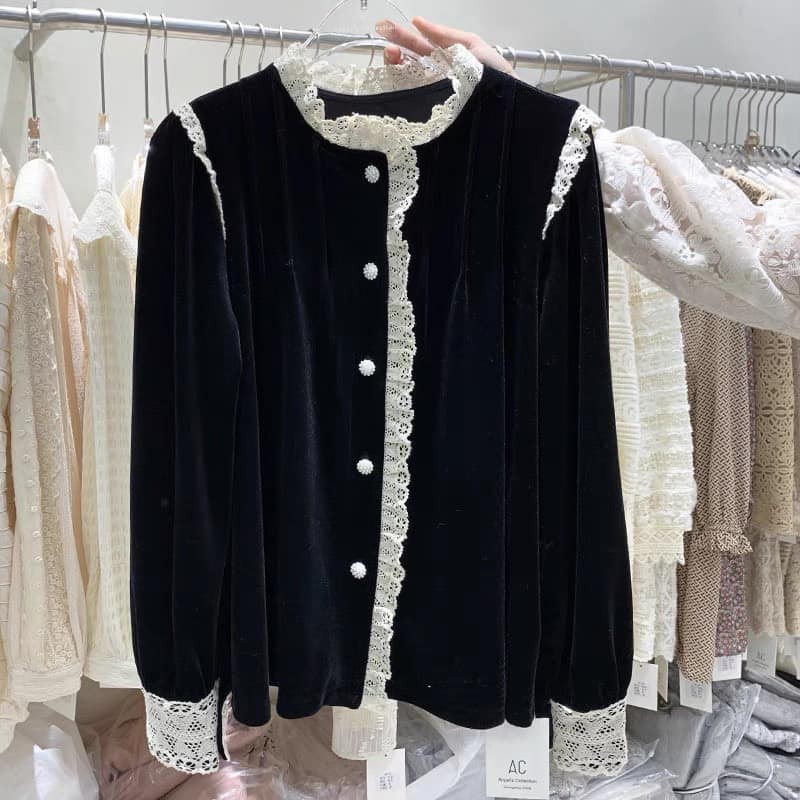 ÁO NHUNG PHA REN VIỀN