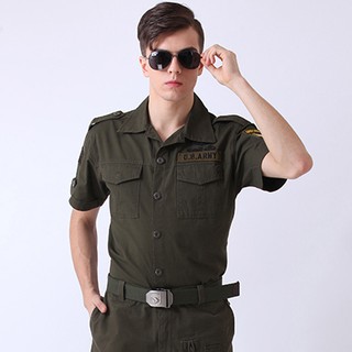 [Mua 2 tặng 1 thắt lưng vải] Áo sơ mi ngắn tay kaki nam lính Mỹ Army
