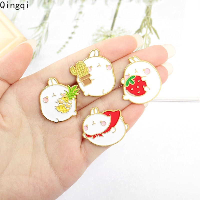 Ghim cài áo Miss Zoe hình thỏ trắng hoạt hình đáng yêu