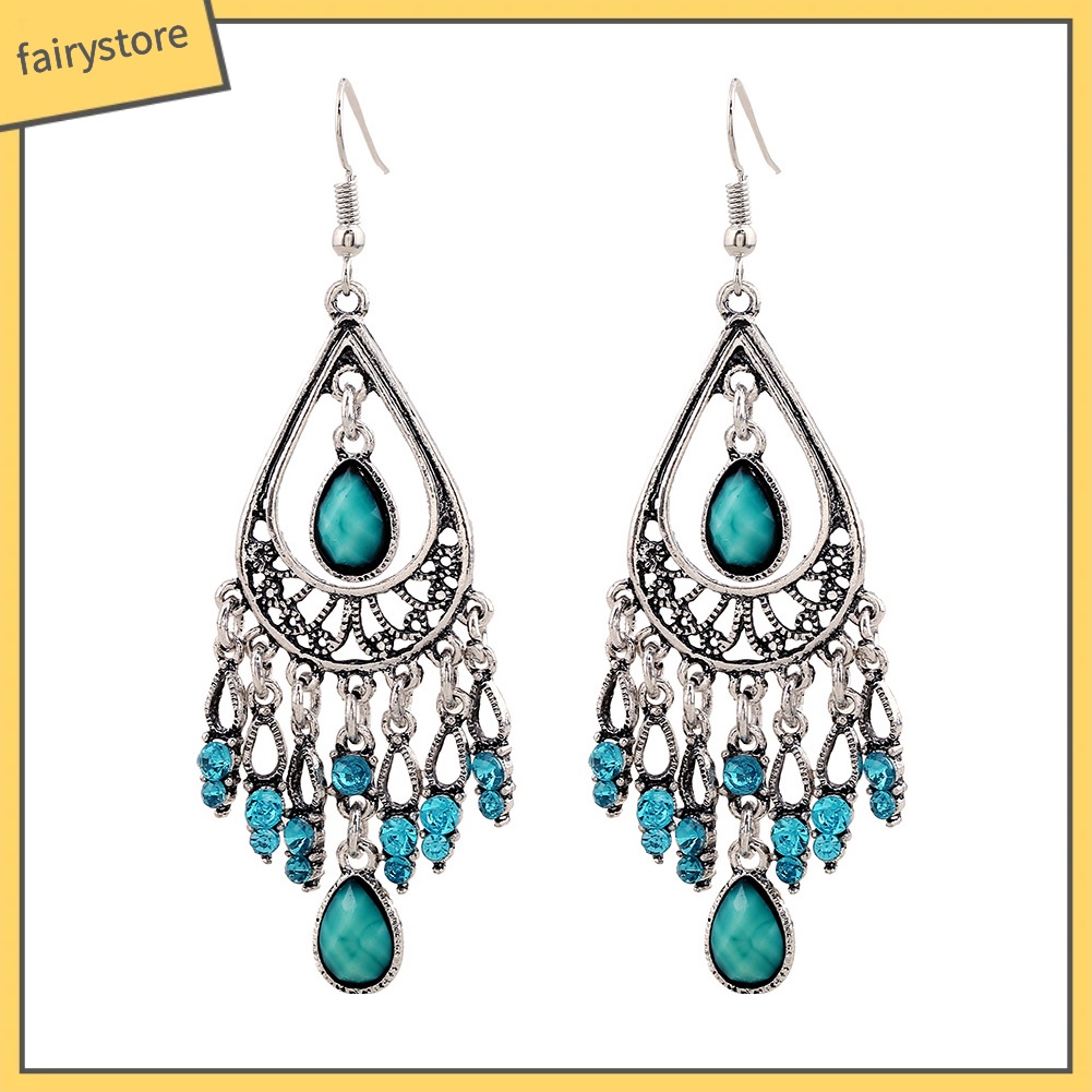 Khuyên Tai Đính Đá Nhân Tạo Phong Cách Boho Thời Trang Cho Nữ