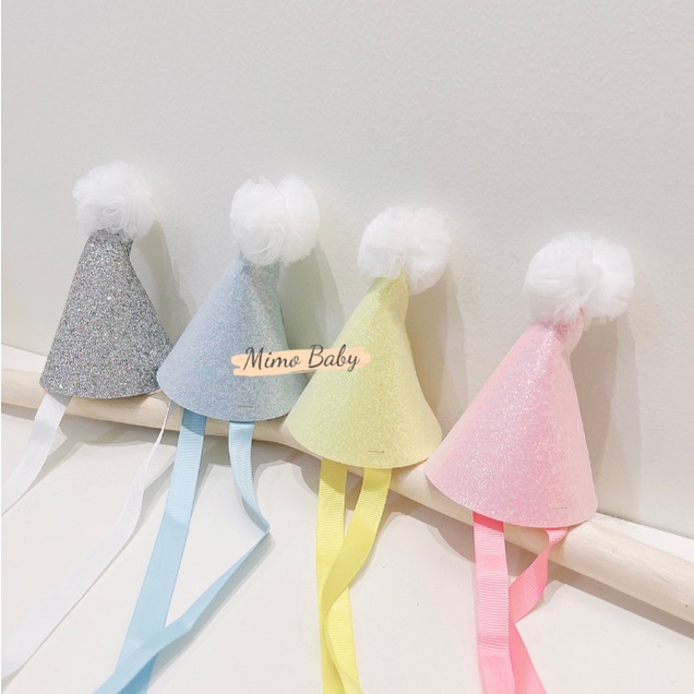 Băng đô mũ chóp đính bông lấp lánh, nón trang trí sinh nhật cho bé BD62 Mimo Baby
